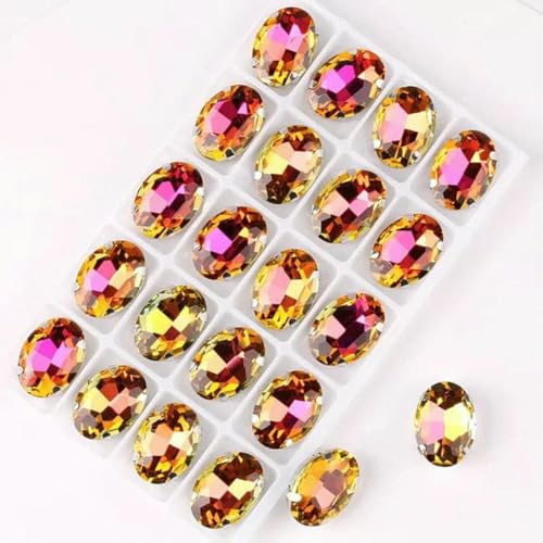 Ovale Form, silberne Krallenfassungen, 20 Stück/P, Regenbogen- und Gelee-AB-Farben, Glaskristall, 10 x 14,0 mm, 13 x 18 mm, Strass-Applikation zum Aufnähen, DIY-A10 Gelb RB-13 x 18 mm, 20 St Ovale Form, silberne Krallenfassungen, 20 Stück/P, Regenbogen- und Gelee-AB-Farben, Glaskristall, 10 x 14,0 mm, 13 x 18 mm, Strass-Applikation zum Aufnähen, DIY-A10 Gelb RB-13 x 18 mm, 20 St von GJUYTI