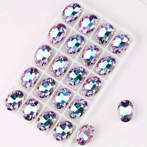 Ovale Form, silberne Krallenfassungen, 20 Stück/P, Regenbogen- und Gelee-AB-Farben, Glaskristall, 10 x 14,0 mm, 13 x 18 mm, Strass-Applikation zum Aufnähen, DIY-A13 Violett RB-10 x 14,0 mm, Ovale Form, silberne Krallenfassungen, 20 Stück/P, Regenbogen- und Gelee-AB-Farben, Glaskristall, 10 x 14,0 mm, 13 x 18 mm, Strass-Applikation zum Aufnähen, DIY-A13 Violett RB-10 x 14,0 mm, von GJUYTI