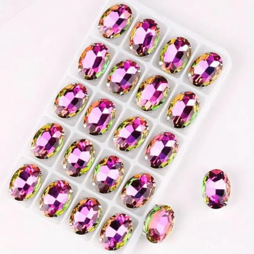 Ovale Form, silberne Krallenfassungen, 20 Stück/P, Regenbogen- und Gelee-AB-Farben, Glaskristall, 10 x 14,0 mm, 13 x 18 mm, Strass-Applikation zum Aufnähen, DIY-A16 Fuchsia RB-13 x 18 mm, 20 Ovale Form, silberne Krallenfassungen, 20 Stück/P, Regenbogen- und Gelee-AB-Farben, Glaskristall, 10 x 14,0 mm, 13 x 18 mm, Strass-Applikation zum Aufnähen, DIY-A16 Fuchsia RB-13 x 18 mm, 20 von GJUYTI