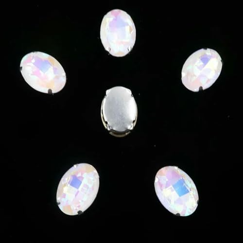 Ovale Form, silberne Krallenfassungen, 20 Stück/P, Regenbogen- und Gelee-AB-Farben, Glaskristall, 10 x 14,0 mm, 13 x 18 mm, Strass-Applikation zum Aufnähen, DIY-A18, Weiß AB, 13 x 18 mm, 20 Ovale Form, silberne Krallenfassungen, 20 Stück/P, Regenbogen- und Gelee-AB-Farben, Glaskristall, 10 x 14,0 mm, 13 x 18 mm, Strass-Applikation zum Aufnähen, DIY-A18, Weiß AB, 13 x 18 mm, 20 von GJUYTI