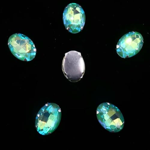 Ovale Form, silberne Krallenfassungen, 20 Stück/P, Regenbogen- und Gelee-AB-Farben, Glaskristall, 10 x 14,0 mm, 13 x 18 mm, Strass-Applikation zum Aufnähen, DIY-A23 Smaragd AB, 10 x 14,0 mm, Ovale Form, silberne Krallenfassungen, 20 Stück/P, Regenbogen- und Gelee-AB-Farben, Glaskristall, 10 x 14,0 mm, 13 x 18 mm, Strass-Applikation zum Aufnähen, DIY-A23 Smaragd AB, 10 x 14,0 mm, von GJUYTI