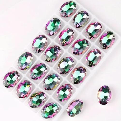 Ovale Form, silberne Krallenfassungen, 20 Stück/P, Regenbogen- und Gelee-AB-Farben, Glaskristall, 10 x 14,0 mm, 13 x 18 mm, Strass-Applikation zum Aufnähen, DIY-A8 Smaragdgrün RB-13 x 18 mm, Ovale Form, silberne Krallenfassungen, 20 Stück/P, Regenbogen- und Gelee-AB-Farben, Glaskristall, 10 x 14,0 mm, 13 x 18 mm, Strass-Applikation zum Aufnähen, DIY-A8 Smaragdgrün RB-13 x 18 mm, von GJUYTI