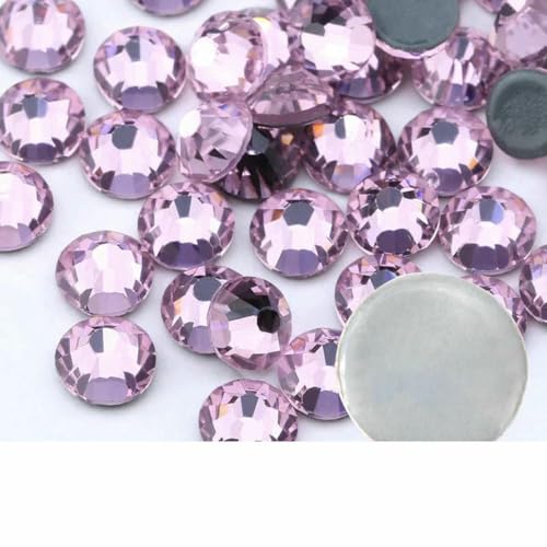 Pfirsichfarbene Strasssteine, Glitzerkristall, flache Rückseite, Strass-Diamant-Edelstein, zum Aufkleben auf lose 3D-Glitzer-Kristall-Strasssteine für die Nageldekoration, Pink, Hotfix, SS30, 288 St von GJUYTI