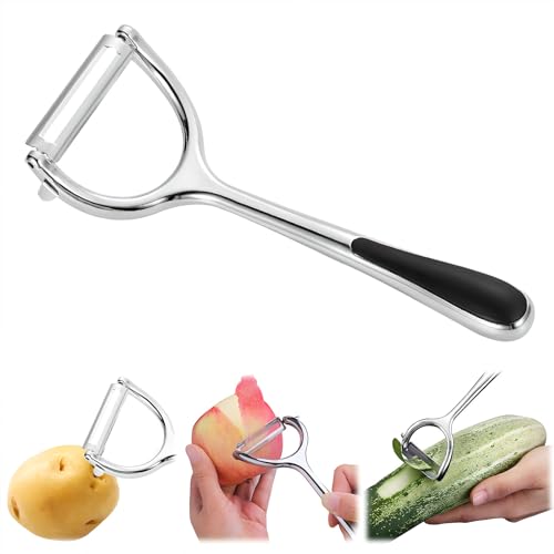 Gemüseschäler mit scharfer Klinge aus Zinklegierung, rutschfester ergonomischer Griff. Y-förmiger Julienne-Schäler für Kartoffeln, Karotten, Gurken, Knoblauch, Orange, Zitrone, Apfelschäler, von GJV