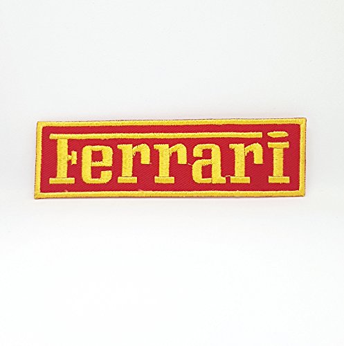 GK Aufnäher mit Ferrari-Motorsport-Logo bestickt, 11,6 cm x 3,5 cm, Rechteckig, Näher, Patch, Aufbügeln, Sport, 1 Stück von GK