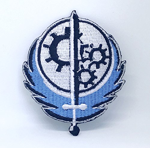 GK Fallout 4 Brotherhood of Steel Logo Aufbügel- oder Aufnäher-Patch, 6,3 x 7,6 cm, Militärisch, Stahl, Ein Stück, Buchstabe-Form, Videospiele von GK