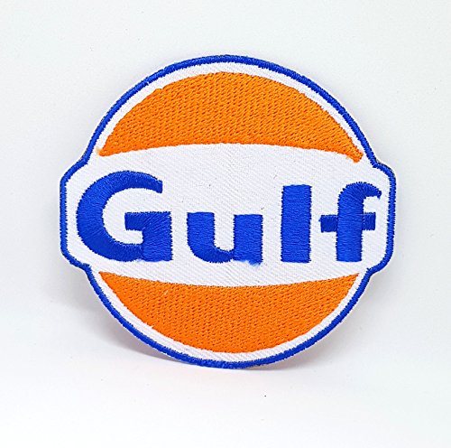 Gulf Oil Gasoline Vintage Biker F1 Racing Iron Sew on Embroidered Patch von coinos