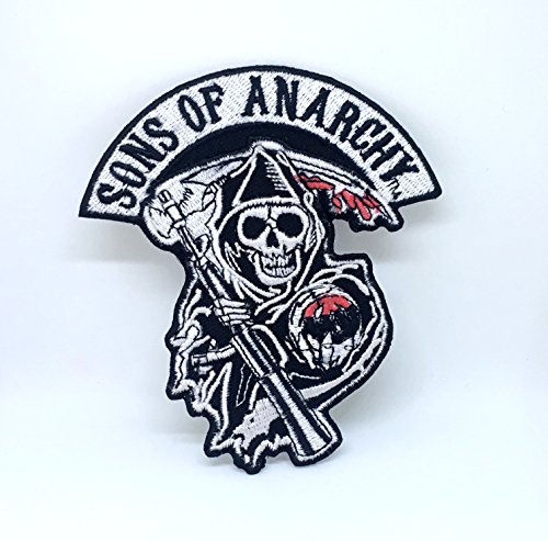 GK Sons of Anarchy Totenkopf Biker Jacke Aufnäher - 1 Stück - Skull - Embroidered Patch - Aufbügler von GK