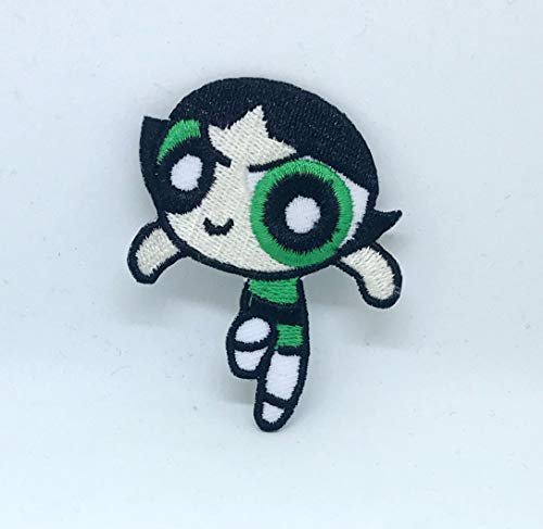 The Powerpuff Mädchen Superhelden-Aufnäher zum Aufnähen, bestickt, Grün von GK