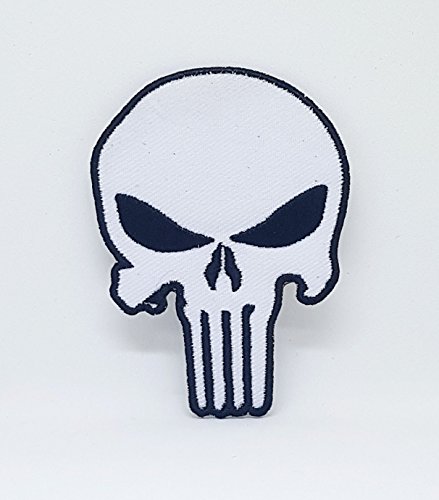 The Punisher White Skull Aufnäher zum Aufbügeln oder Aufnähen, bestickt von GK