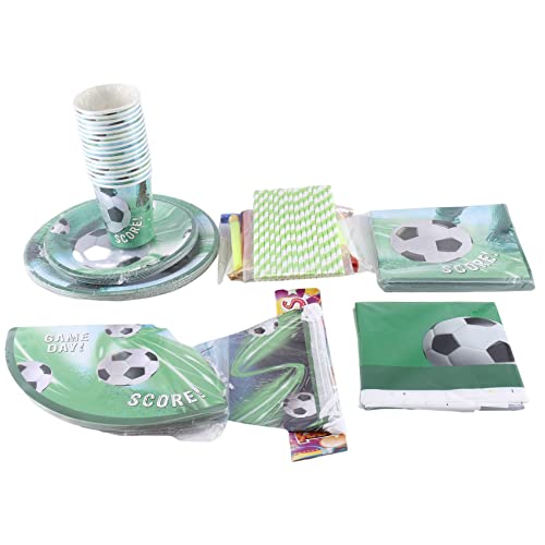 GKKICO 1 Set Fußball Party Einweg-Papiertablett Kindergeburtstag Party Set Tischdecke Dekoration Partyzubehör Fußball Party Supplies von GKKICO