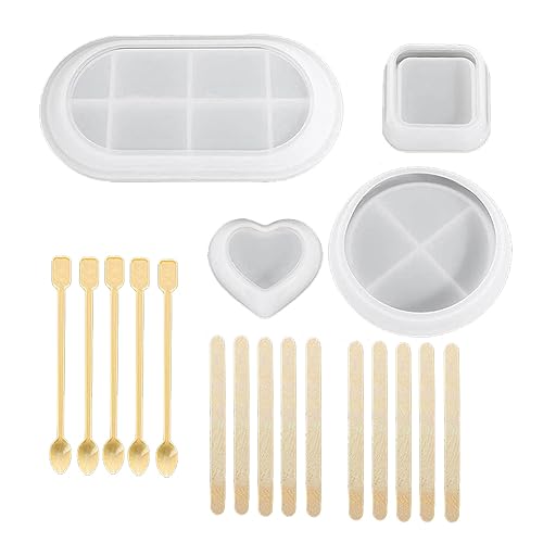 GKKICO Silikonform zum Selbermachen, Kristall, quadratisch, rund, sechseckig, Untersetzer, Silikonform, Teller, Aufbewahrungshalter, Epoxidharz-Form, Zuhause von GKKICO