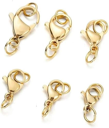 10–30 Stück Karabinerverschluss mit Sprungketten-Gliederschnalle für Armbänder, Halsketten, Ketten, DIY-Schmuckherstellung, Zubehör, Gold, 30 Sets, 6 x 11 mm von GKLUTV