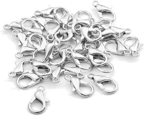 10 Stück 10/12/14/16/18/21 mm Schmuck-Karabinerverschlüsse Karabinerverschlüsse Verbinder zur Schmuckherstellung von Halsketten und Armbändern zum Selbermachen-Silber-14 mm 10 Stück von GKLUTV