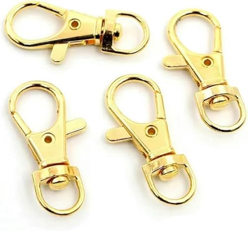 10 Stück drehbarer Schlüsselanhänger mit Karabinerverschluss, Schmuckzubehör, Karabinerhaken für Taschen, Hundeschnalle, Karabinerhaken, Taschenaufhänger, Gold, 9 x 23 mm von GKLUTV