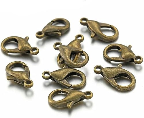 100 Stück 10–18 mm Karabinerverschluss, Schlüsselanhänger-Karabinerverschlüsse zur Schmuckherstellung, Komponenten zum Selbermachen, Armband, Halskette, Haken, Kette, Antikbronze, 12 mm von GKLUTV