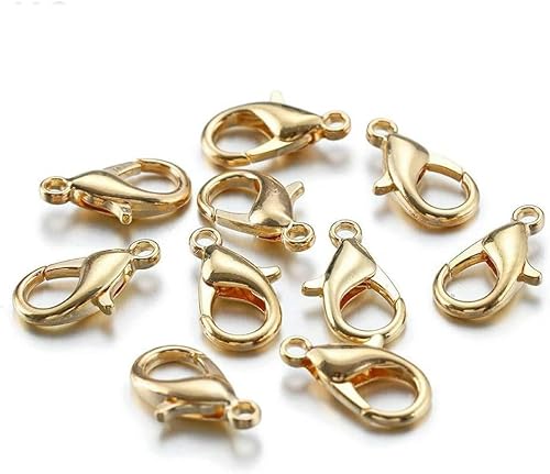 100 Stück 10–18 mm Karabinerverschluss, Schlüsselanhänger-Karabinerverschlüsse zur Schmuckherstellung, Komponenten zum Selbermachen, Armband, Halskette, Haken, Kette, Kc Gold, 18 mm von GKLUTV