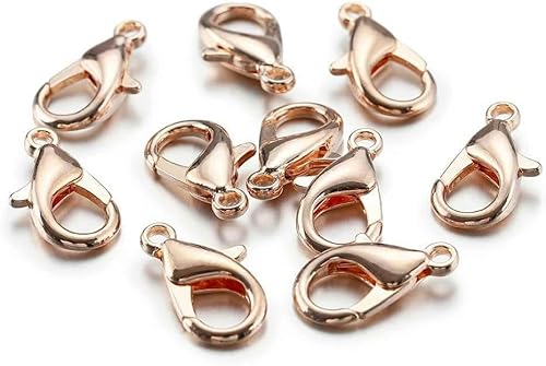 100 Stück 10–18 mm Karabinerverschluss, Schlüsselanhänger-Karabinerverschlüsse zur Schmuckherstellung, Komponenten zum Selbermachen, Armband, Halskette, Haken, Kette, Roségold, 18 mm von GKLUTV