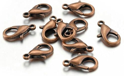 100 Stück 10–18 mm Karabinerverschluss, Schlüsselanhänger-Karabinerverschlüsse zur Schmuckherstellung, Komponenten zum Selbermachen, Armband, Halskette, Haken, Kette, Rotkupfer, 18 mm von GKLUTV