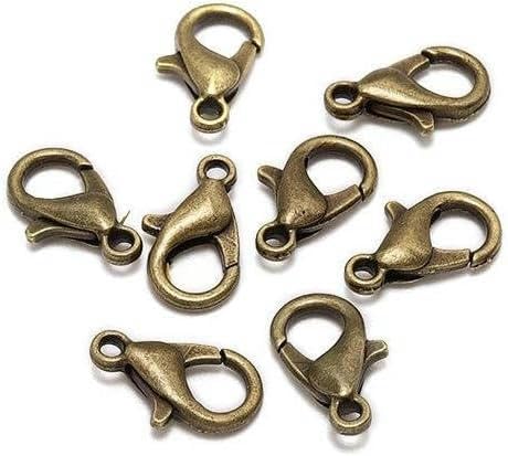 100 Stück Karabinerverschluss für Armbänder, Halsketten, Verbindungsverschluss, Schlüsselanhänger für Schmuckzubehör, DIY-Antike Bronze, 14 x 7 mm von GKLUTV