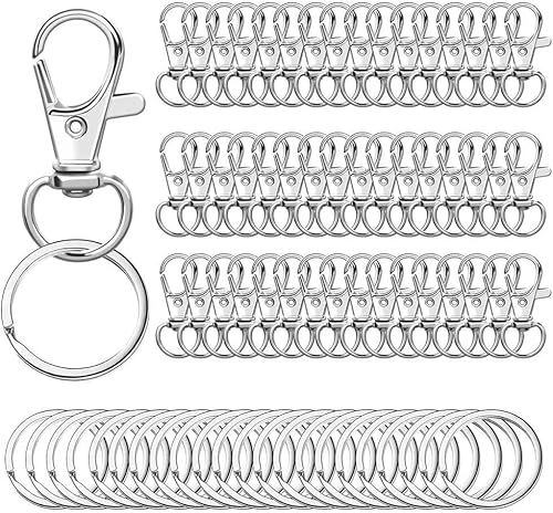 100 Stück drehbarer Karabinerverschluss mit Schlüsselanhänger-Cliphaken, Karabinerverschlüsse für Schlüsselanhänger, Schmuck, Basteln, A, 11 x 31 mm von GKLUTV