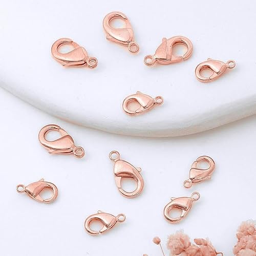 20 Stück Karabinerverschluss, Schmuckverschluss, Armband-/Halskettenverschluss, Verschluss für Schmuckzubehör, DIY, Roségold, 12 mm von GKLUTV