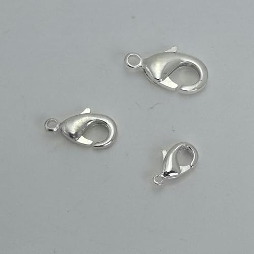 30 Stück Karabinerverschluss, Karabinerverschluss, Halsketten- und Armbandverschluss, Schmuckmaterial, DIY-Zubehör für Schmuckzubehör, DIY-Silber, 12 mm von GKLUTV