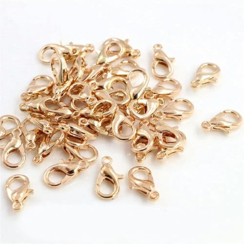 30 Stück Karabinerverschluss Schnalle Kettengliederschnalle Haken Jump End Verschlüsse Verbinder DIY Schmuckzubehör Schmuckzubehör-Kc Gold-12x8mm von GKLUTV