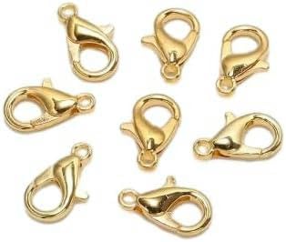 50 Stück Karabinerhaken-Verbinder für DIY-Halsketten, Armbänder, Ketten, Schmuckverbindungen, Herstellung von Zubehörteilen, Gold, 21 x 12 mm von GKLUTV