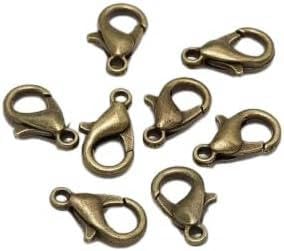 50 Stück Karabinerhaken-Verbinder für DIY-Halsketten, Armbänder, Ketten, Schmuckverbindungen, Zubehörzubehör, Antikbronze, 14 x 7 mm von GKLUTV