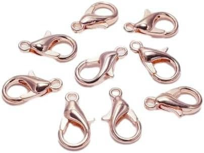 50 Stück Karabinerhaken-Verbinder für DIY-Halsketten, Armbänder, Ketten, Schmuckverbindungen, Zubehörzubehör, Roségold, 21 x 12 mm von GKLUTV