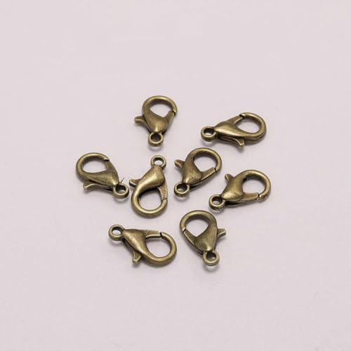 50 Stück großer Karabinerverschluss, Perlenzubehör, Halskette, Armband, Verschluss, Schnallenkopf, DIY-Schmuckzubehör, Schlüsselanhänger-Antike Bronze-21 x 12 mm von GKLUTV