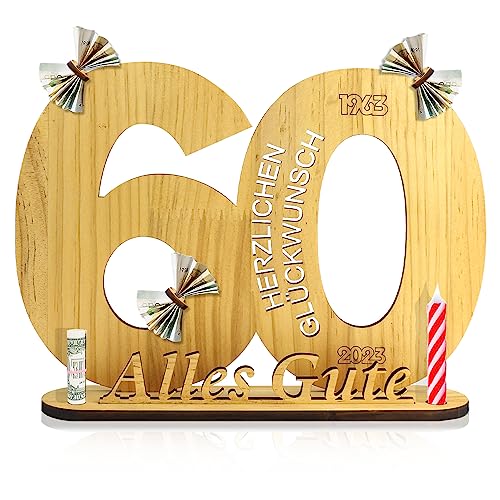 GKZB Geldgeschenke Geburtstag Holzschild Gästebuch Holz Deko Zahlen Geburtstag Geldgeschenk Holz 2023 Holz-Schild Gästebuch Geburtstag Jubiläum Deko Zahlen 60 Jahre mit Jahreszahlen von GKZB