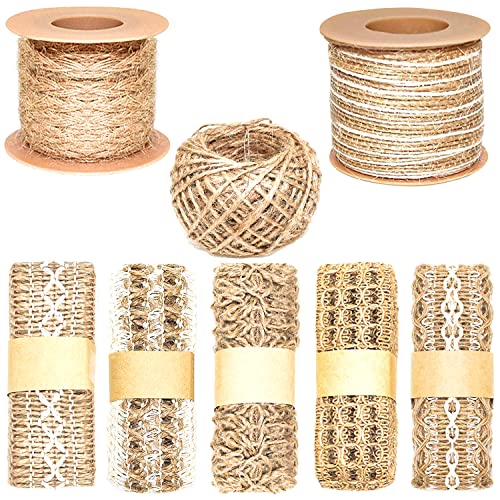 Juteband 8Rollen 55M Sackleinen Band vintage Hessische Bänder Natürliche Jute Schnur für Hochzeit Handwerk Basteln Hausdeko Geschenke Deko von GKZB