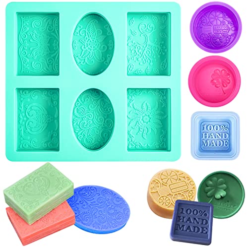 Seifenform Silikonform Seifenformen Silikon Seife Formen 4Stk Soap Mold Quadratisch Rechteckig Oval und Runde Form Seifengießform für DIV Seifenherstellung Muffins Cupcakes von GKZB