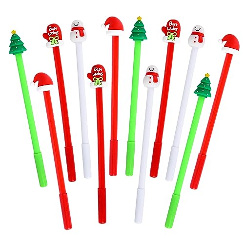 GLAITC 12 Stück Weihnachts Gel Tintenstift, Weihnachten Kugelschreiber, Weihnachts-Gelstifte, 0.3 mm Schreibstift, Weihnachten Schreibwaren Geschenke, Weihnachts Geschenk für Jungen Mädchen von GLAITC