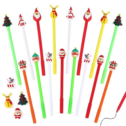 GLAITC Weihnachtsgel Tinte Stifte, 16 Stücke 0.5mm Weihnachts Gel Tintenstift, Weihnachts-Gelstifte, Weihnachten Gel-Kugelschreiber, Weihnachtsbaum Marker Pen für Tagebuchnotizen Unter Schule von GLAITC