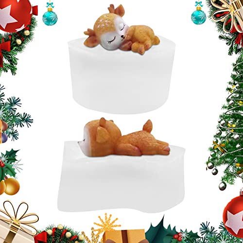 Weihnachten 3D Silikonform, 2 Stück Weihnachten Hirsch Kerze Süßigkeiten Schokolade Seifenformen für Weihnachten Handgemachte Kuchen Süßigkeiten Kerze Eiswürfel DIY Weihnachtsschmuck Dekoration von GLAITC