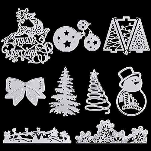 Weihnachten Metall Stanzformen, 13 Stück Weihnachtsbaum Schleife Elch Kranz Schneemann Stanzschablonen Metallschablone für DIY Prägung Papierherstellung Scrapbooking Kartendekoration von GLAITC