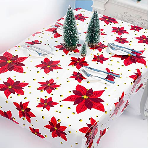 Weihnachts Tischdecke 3er-Pack Tischdecke Weihnachten Rechteckig PVC Tischtuch Weihnachten Tischläufer 150 x 220 cm Wachstuch-Tischdecken für Winterurlaub Party Tisch Weihnachtsfeier Dekorationen von GLAITC