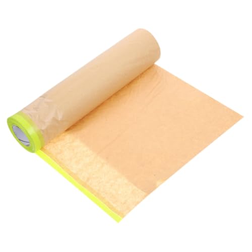 GLEAVI 1 Rolle Abdeckpapier Klebepapier Bemalen Hausanstrichzubehör Bodenschutzpapier Malereiabdeckung Abdeckband Zum Lackieren Bodenpapier Zum Streichen Auto-klebeband Khaki Kraftpapier von GLEAVI