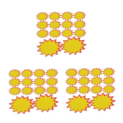 GLEAVI 3 Sätze 3 Sets Löschbare Supermarkt Etiketten Für Verkaufsschilder Warenschilder Display Etikettenhalter Verkaufsschild Tags Burststar Ausschnitte Schilder 100 Stück * 3 von GLEAVI