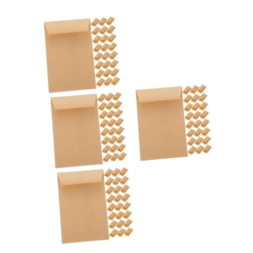 GLEAVI 4 Sätze Saatgutverpackungs-umschlagbeutel Mini Briefumschläge Samen Aufbewahrung Kleine Aufbewahrungsumschläge Postkartenumschlag Lohnumschläge Kraftpapier Light Brown 50 Stück * 4 von GLEAVI