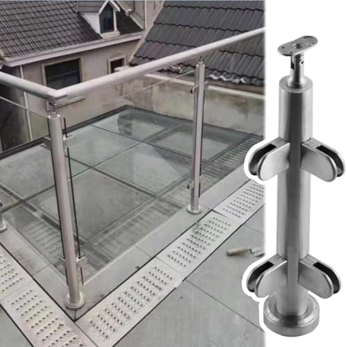 GLFNB 60 65 70 75 80 85 90 95 100 110 120 130 140 cm hohes Glasgeländer, End-/Mittel-/Eckpfosten, Moderne Klemmen für Glasbalustradenpfosten für Flurtreppen im Innenbereich, Handlaufversion kann h von GLFNB