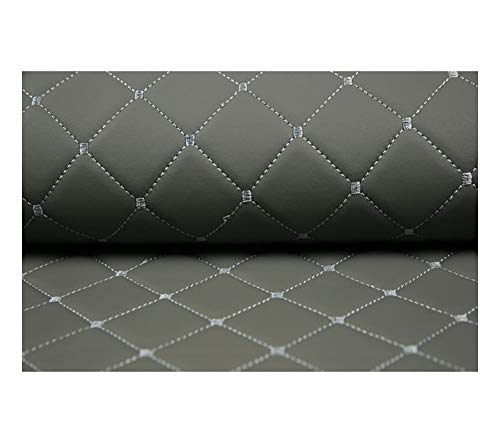 DIY Lederkonzept Kunstleder Polsterstoff Gesteppt Kaschiert Meterware Möbelstoff Dekostoff,Grau (Color : Gray Square, Size : 1.43×1m) von GLFYHG