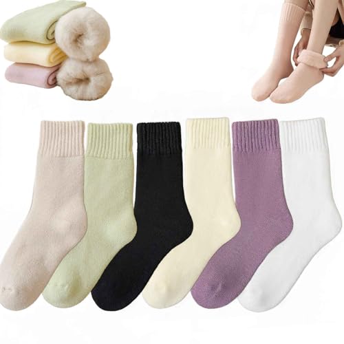 GLIART Chicshouse Winter Thermal Socks, Chicshouse Socks, Winter Velvet Solid Color Plush Thermal Socks for Women (6Pairs) von GLIART