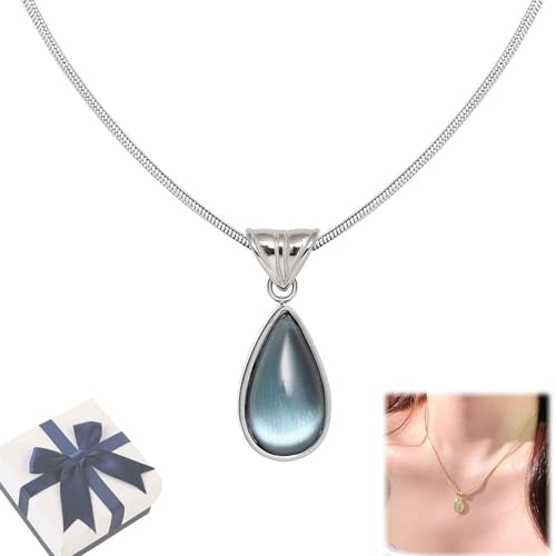 GLIART Let Tears Out Water Drop Necklace, Blue Green Teardrop Crystal Pendant Necklace, Dainty Waterdrop Necklace, Vintage Waterdrop Choker Jewelry for Women Gifts (Silver) von GLIART