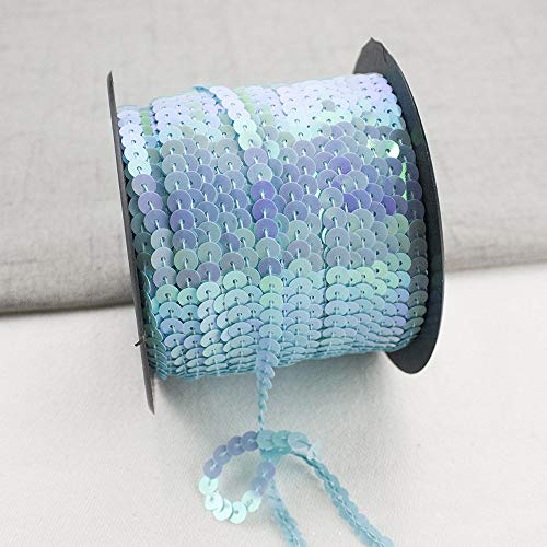 GLITZFAS 90m*6mm Pailletten Bänder Farbiges Glitzer Paillettenband Borten Rolle für DIY Handwerk Bastelprojekte Tanzbekleidungen Armband Dekorationen (Himmelblau) von GLITZFAS