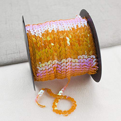 GLITZFAS 90m*6mm Pailletten Bänder Farbiges Glitzer Paillettenband Borten Rolle für DIY Handwerk Bastelprojekte Tanzbekleidungen Armband Dekorationen (Orange) von GLITZFAS