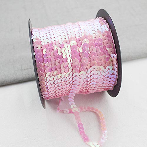 GLITZFAS 90m*6mm Pailletten Bänder Farbiges Glitzer Paillettenband Borten Rolle für DIY Handwerk Bastelprojekte Tanzbekleidungen Armband Dekorationen (Rosa) von GLITZFAS